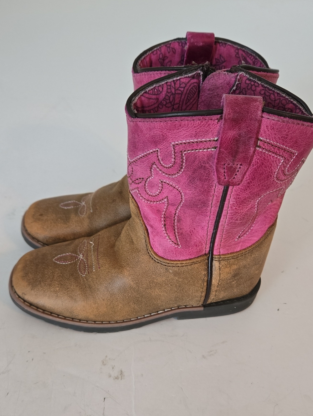 Shyanne Girls Pink And Brown Cowboy Boots Style 43920 Size 10D - Picture 2 of 8